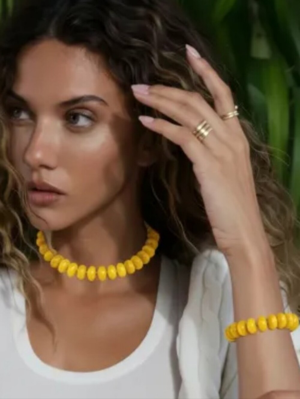 New! 2Pc Lemoncello Chunky Beaded Statement Necklace & Bracelet • NWOT #1090